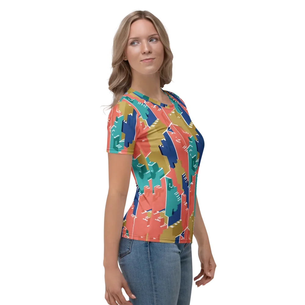 Coral Skyline on Women's Crew Neck T-Shirt — Right