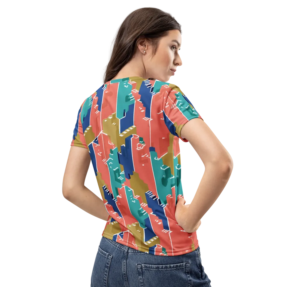 Coral Skyline on Women's Crew Neck T-Shirt — Back