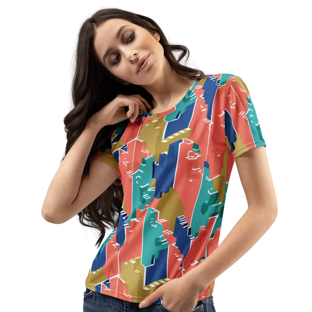 Coral Skyline on Women's Crew Neck T-Shirt — Left Front