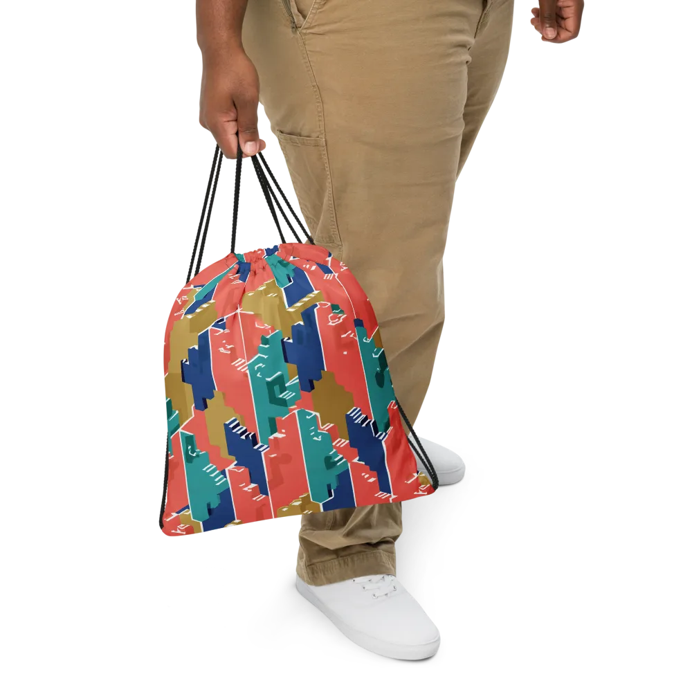 Coral Skyline on Drawstring Bag — Front