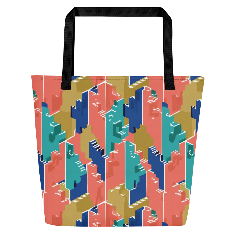 Coral Skyline on Large Tote Bag W/ Pocket — Front