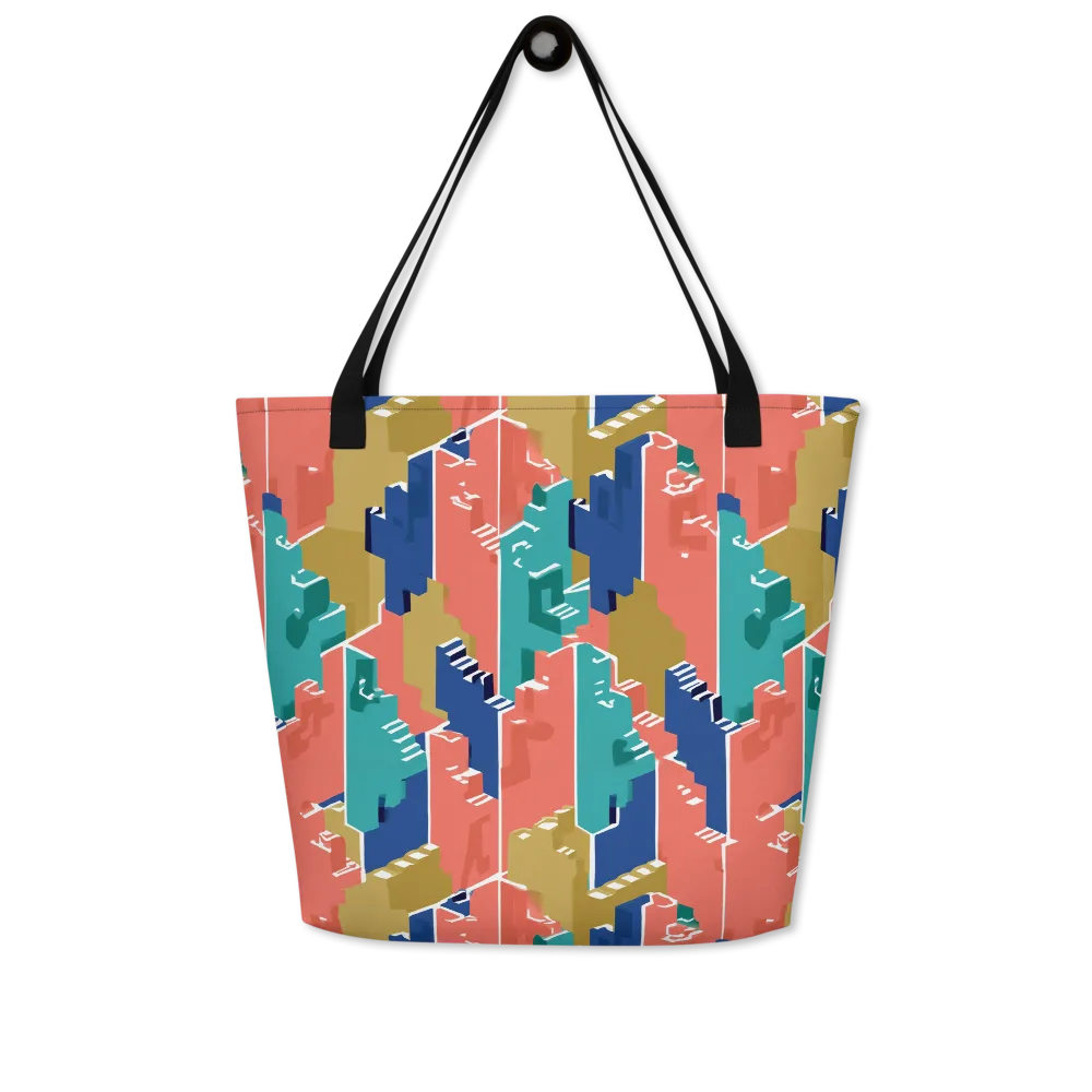 Coral Skyline on Large Tote Bag W/ Pocket — Front