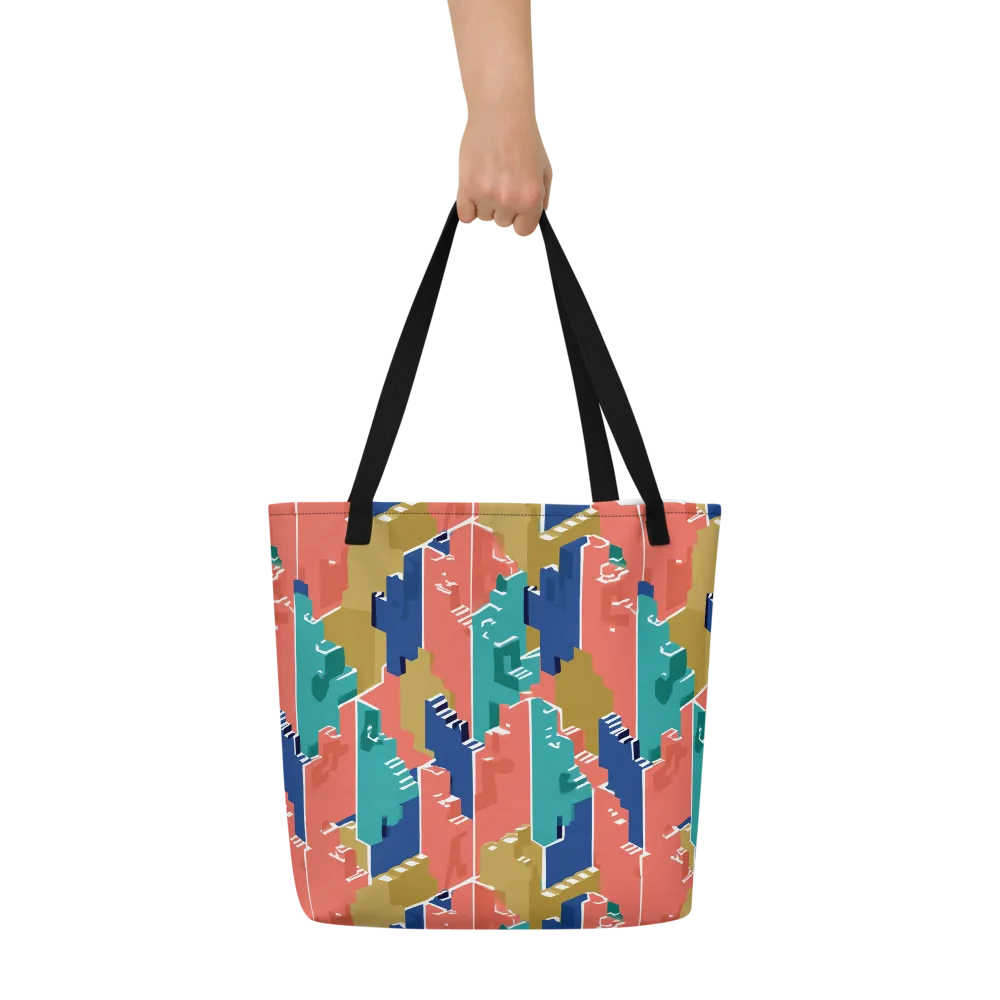 Coral Skyline on Large Tote Bag W/ Pocket — Front