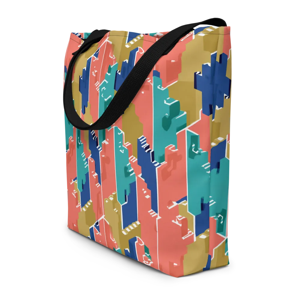Coral Skyline on Large Tote Bag W/ Pocket — Front