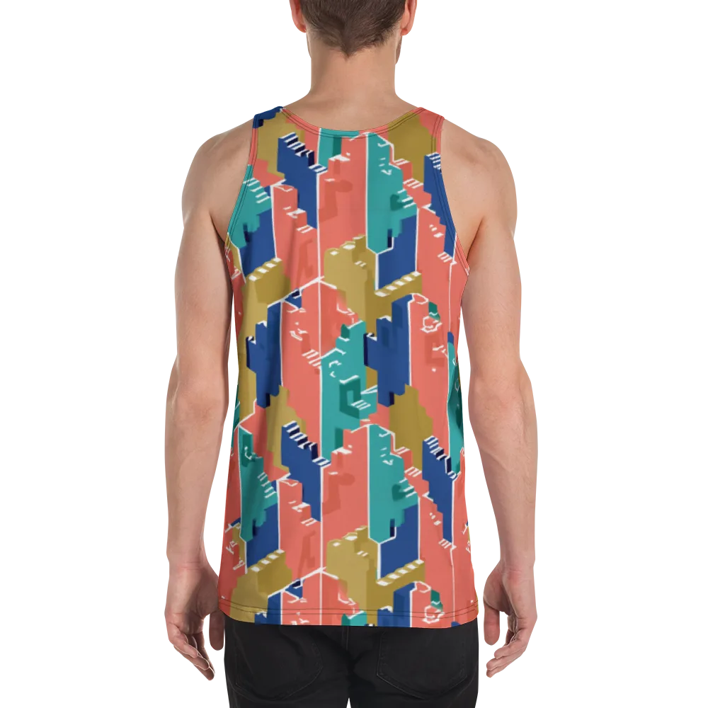 Coral Skyline on Men's Tank Top — Back