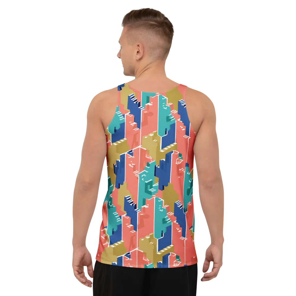 Coral Skyline on Men's Tank Top — Back