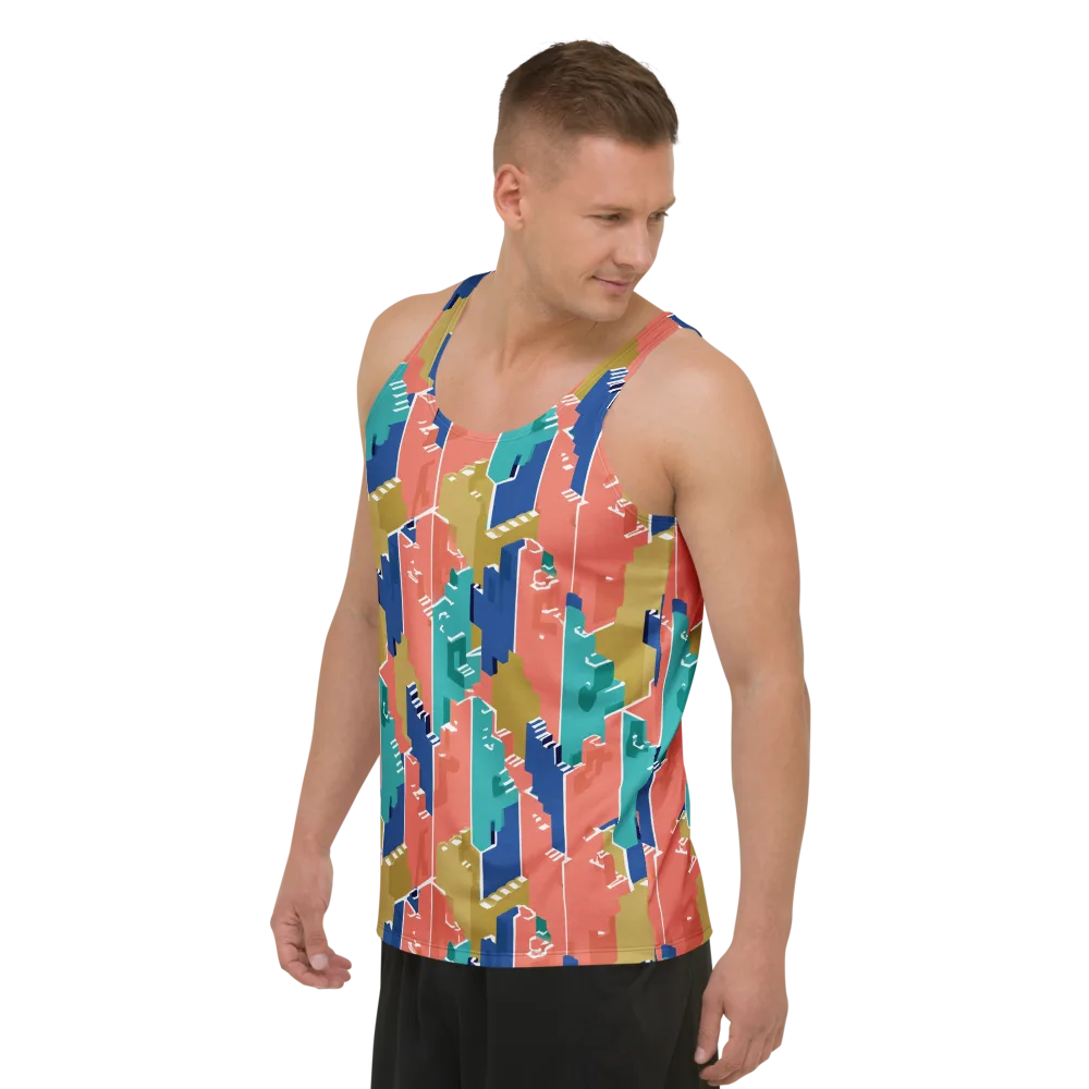 Coral Skyline on Men's Tank Top — Left Front