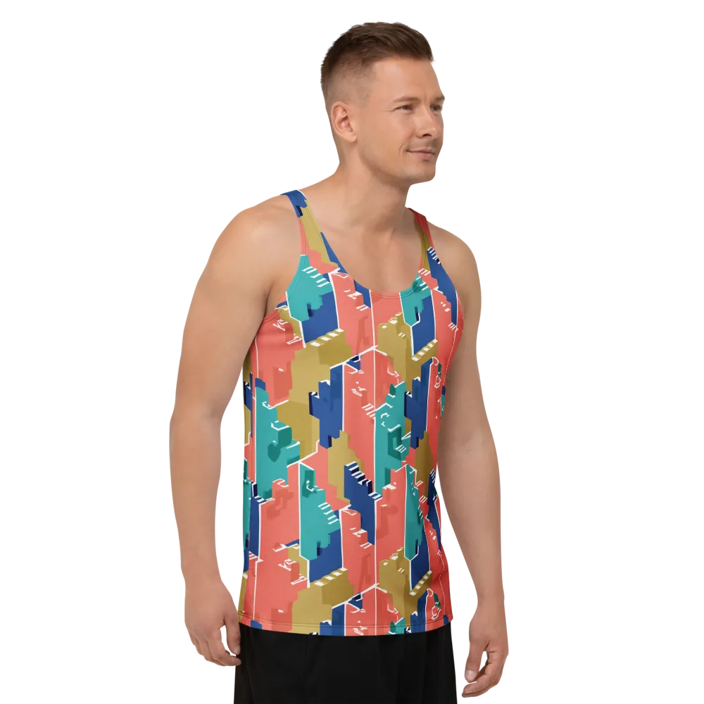 Coral Skyline on Men's Tank Top — Right Front