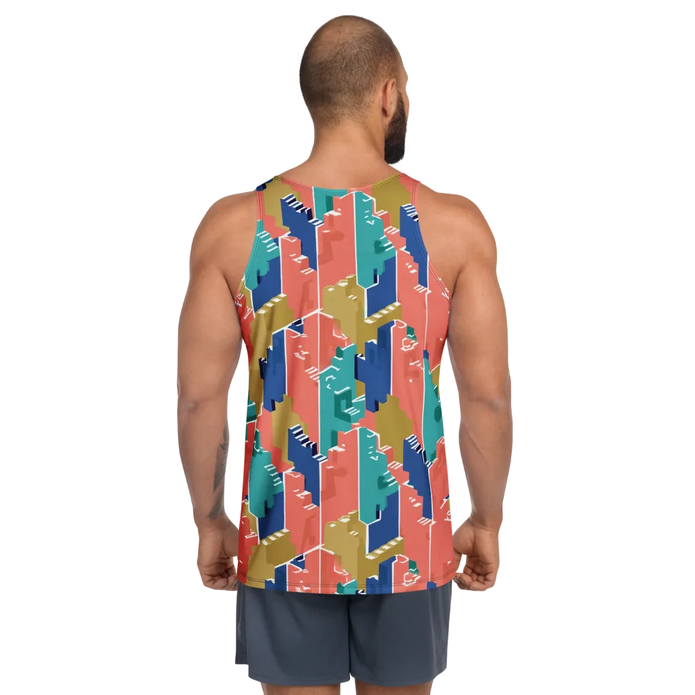 Coral Skyline on Men's Tank Top — Back