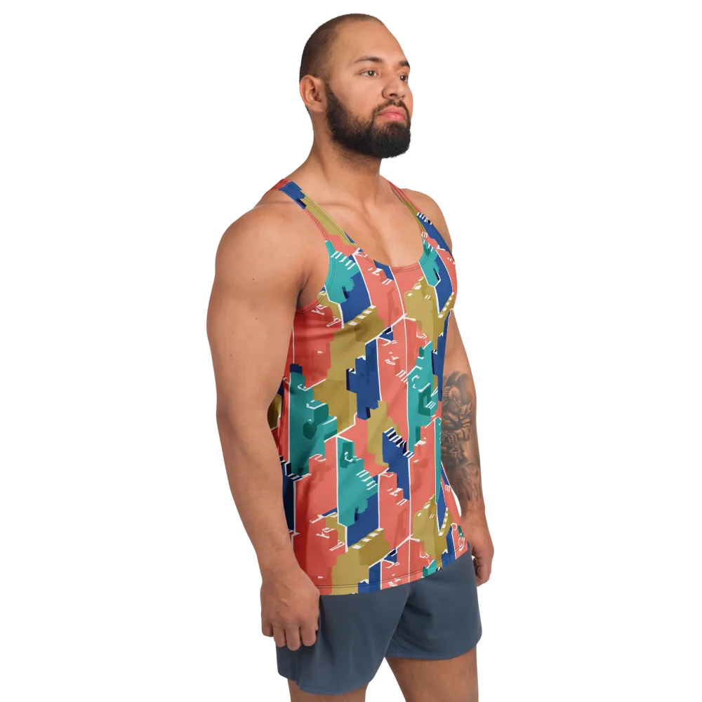 Coral Skyline on Men's Tank Top — Right Front