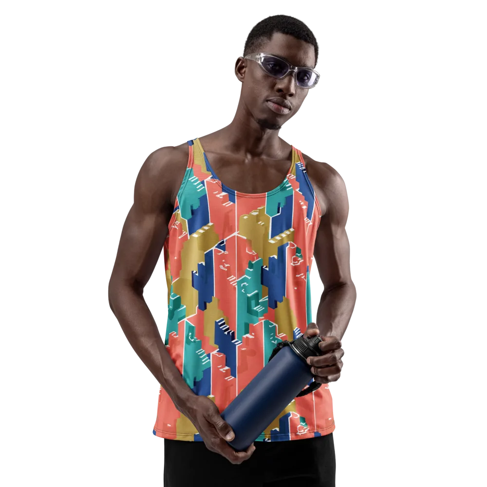 Coral Skyline on Men's Tank Top — Front