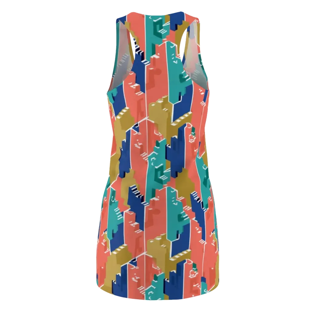 Coral Skyline on Racerback Dress — Back