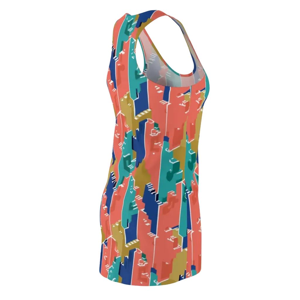 Coral Skyline on Racerback Dress — Back Side