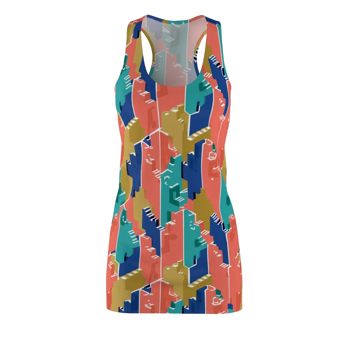 Coral Skyline on Racerback Dress — Front