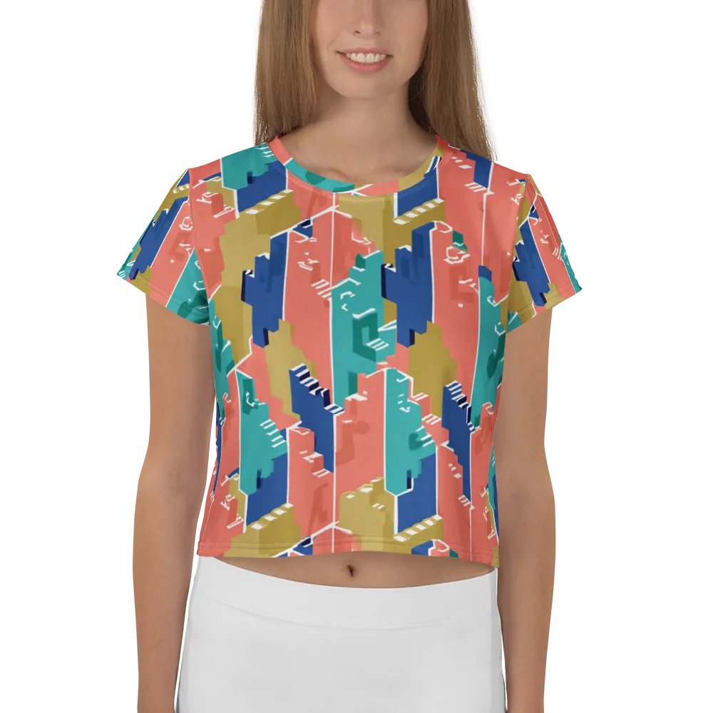 Coral Skyline on Crop Tee — Front