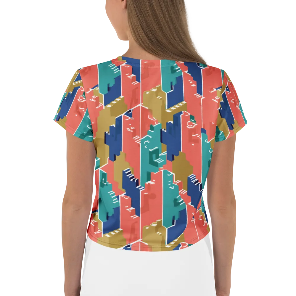 Coral Skyline on Crop Tee — Back
