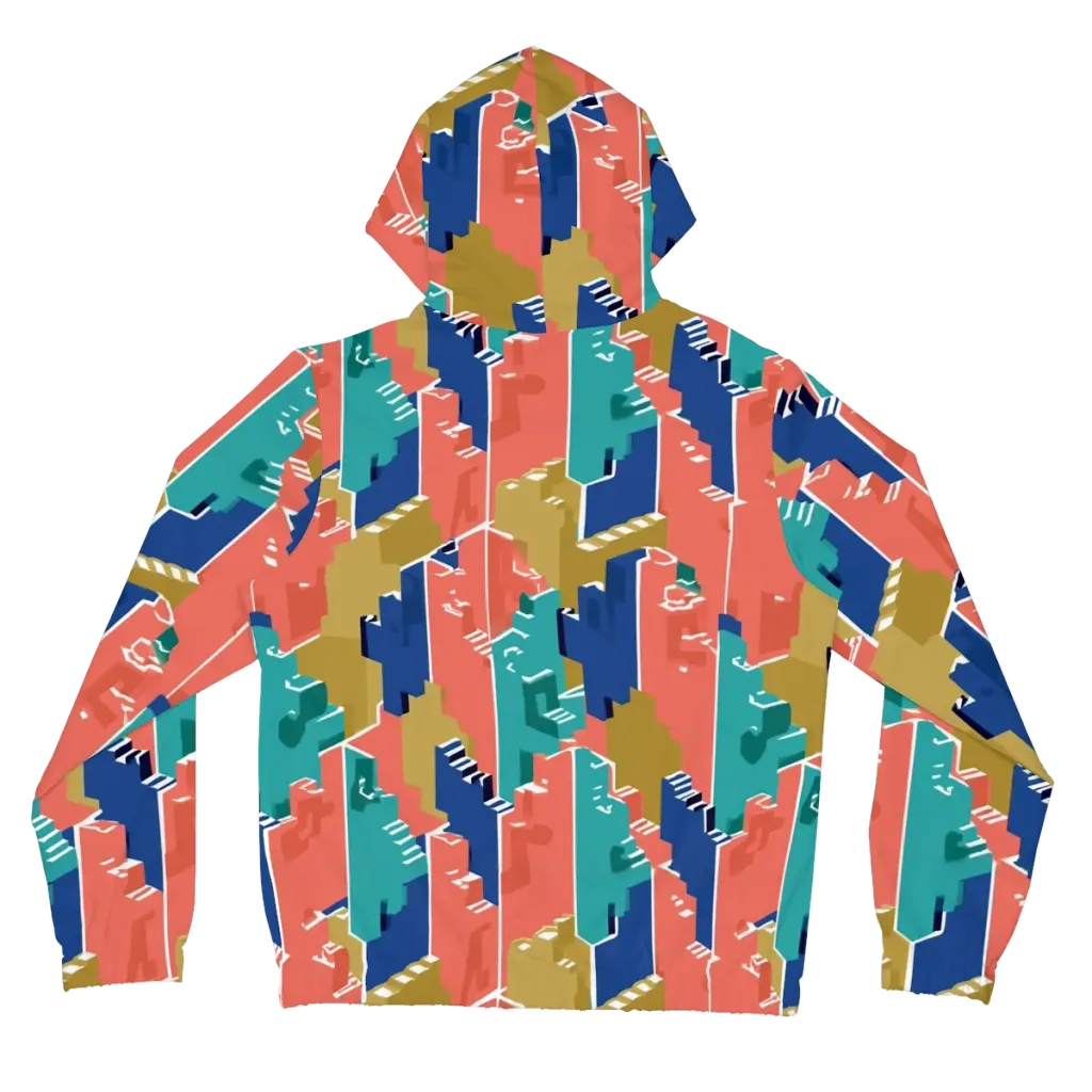 Coral Skyline on Women's Full-Zip Hoodie — Back