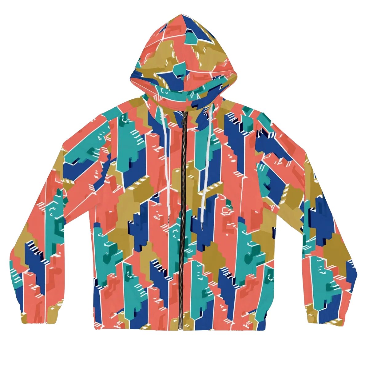 Coral Skyline on Women's Full-Zip Hoodie — Front