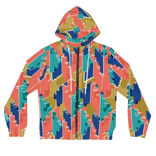 Coral Skyline on a Women's Full-Zip Hoodie