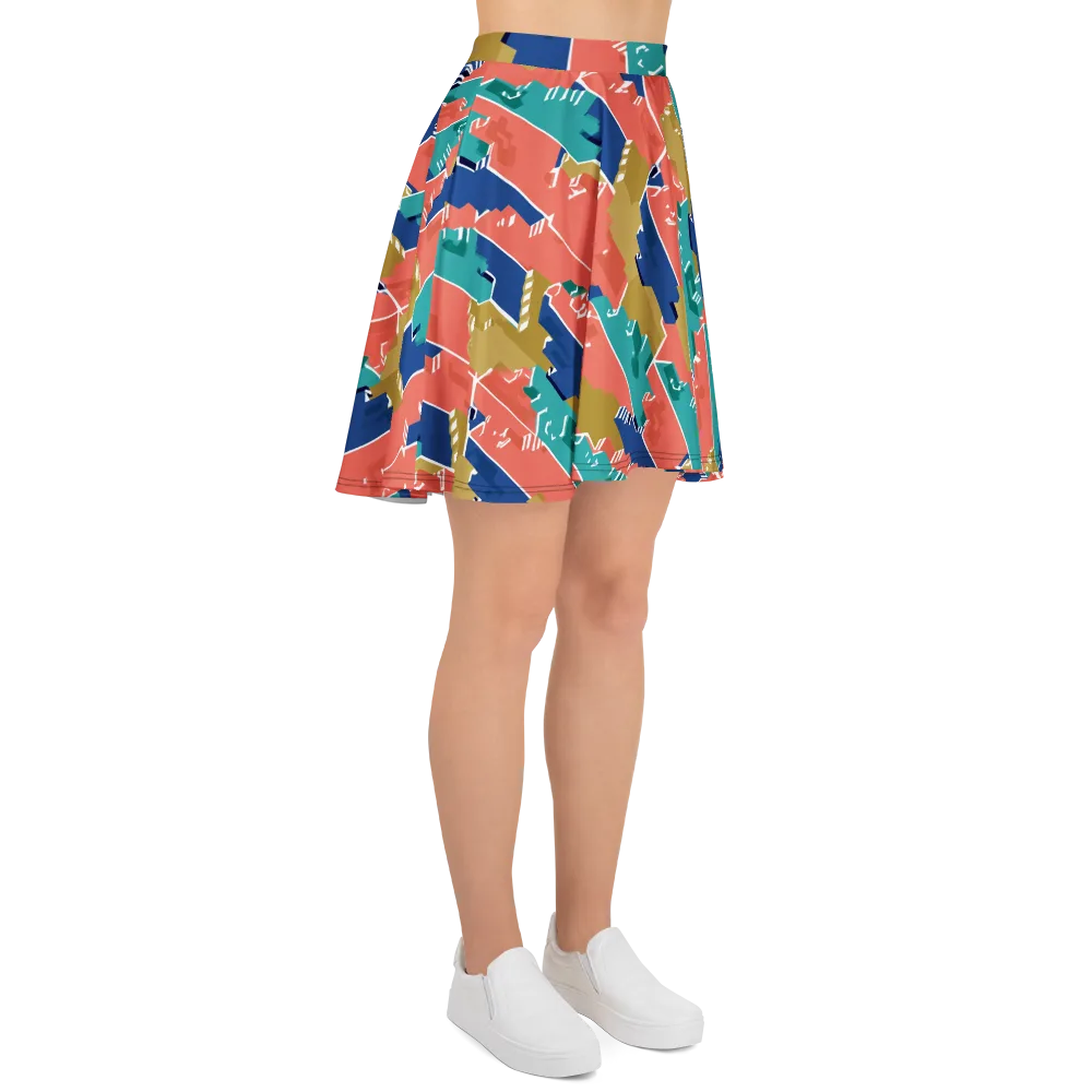 Coral Skyline on Skater Skirt — Right