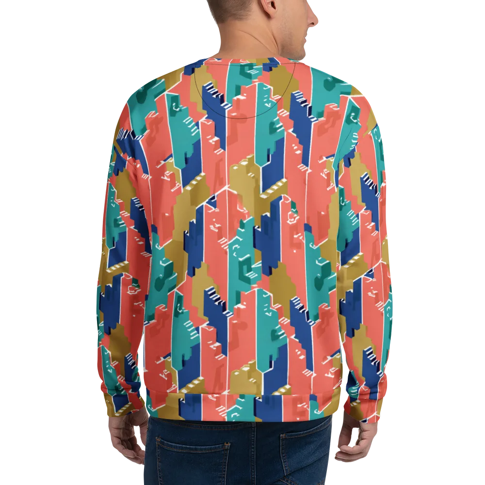 Coral Skyline on Sweatshirt — Back