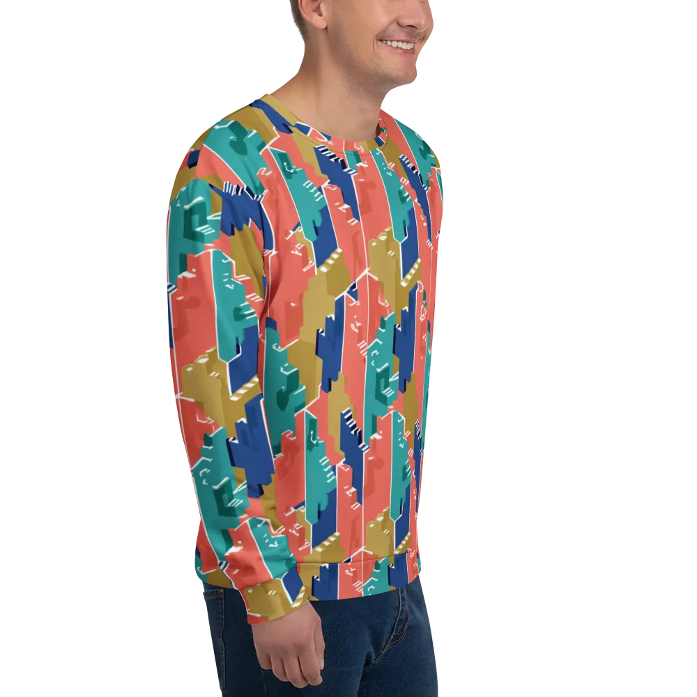 Coral Skyline on Sweatshirt — Right Front