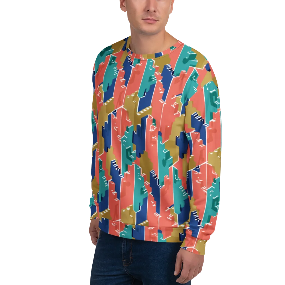 Coral Skyline on Sweatshirt — Left Front