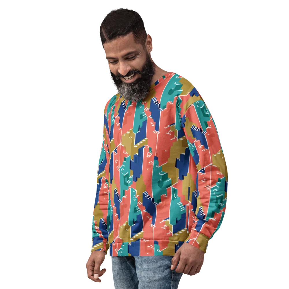 Coral Skyline on Sweatshirt — Left Front