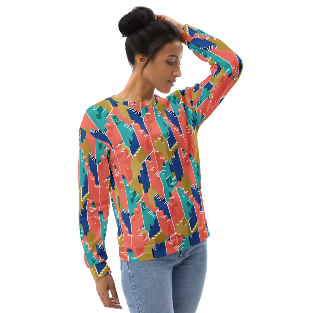 Coral Skyline on Sweatshirt — Right Front