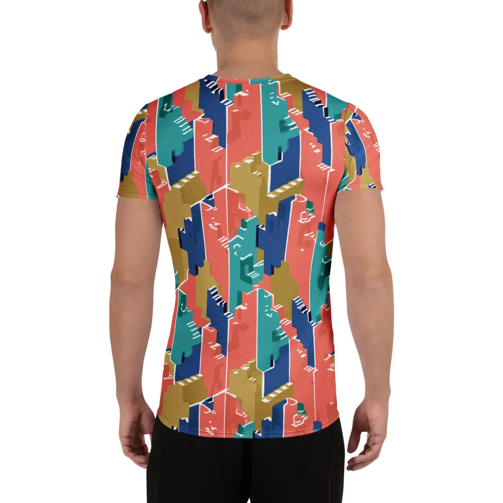 Coral Skyline on Men's Athletic T-Shirt — Back