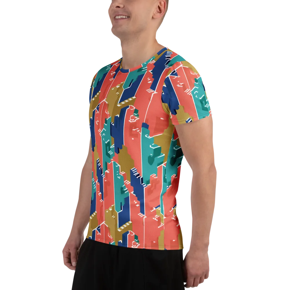 Coral Skyline on Men's Athletic T-Shirt — Left