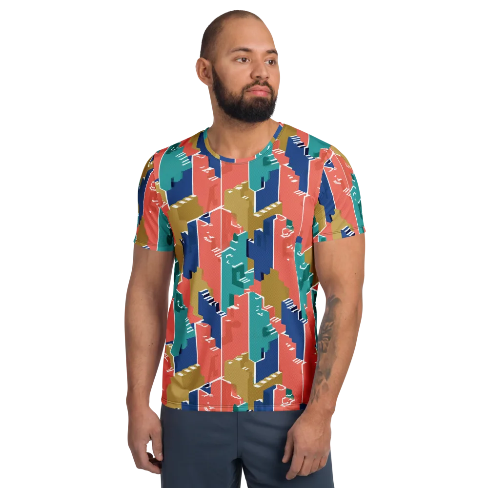 Coral Skyline on Men's Athletic T-Shirt — Front
