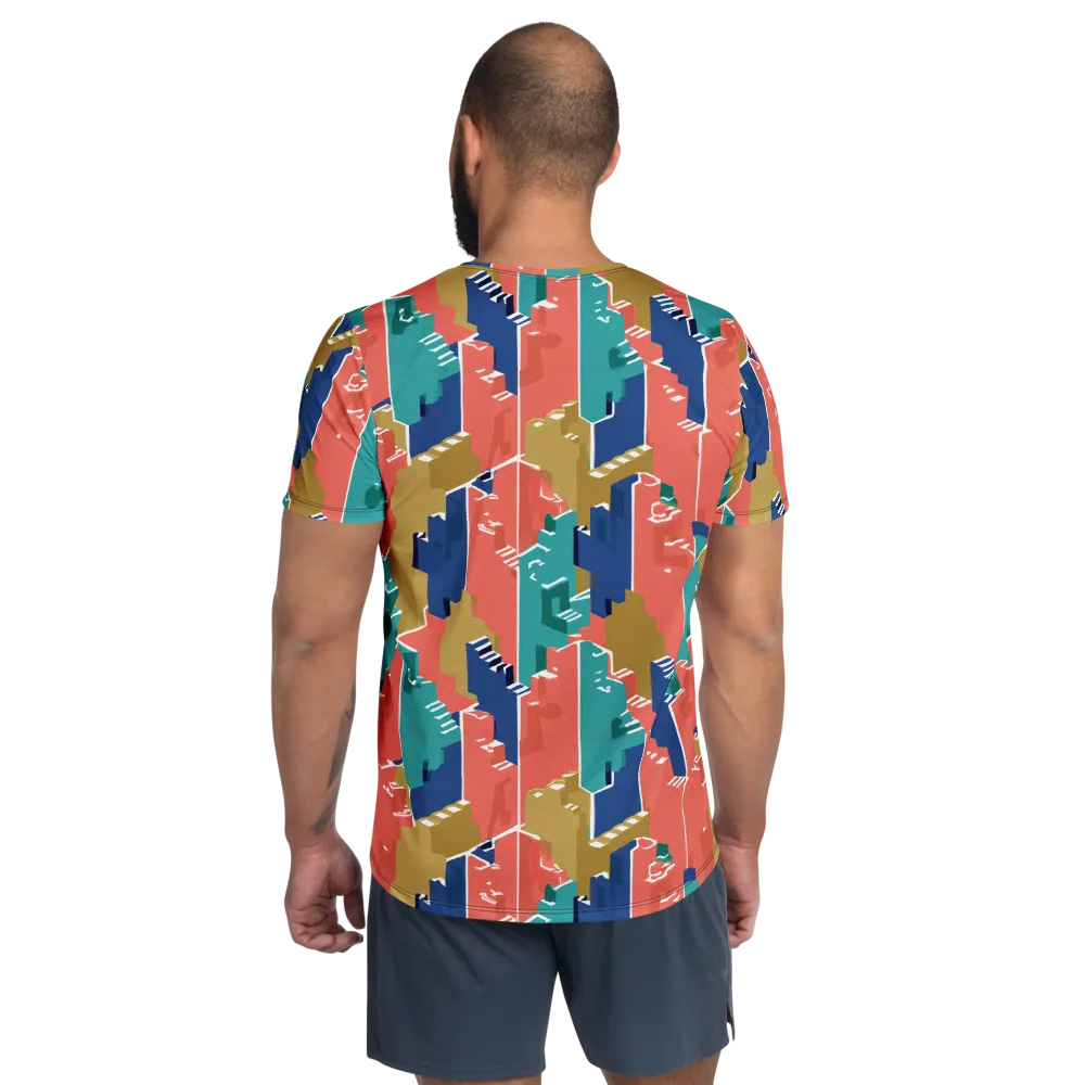 Coral Skyline on Men's Athletic T-Shirt — Back