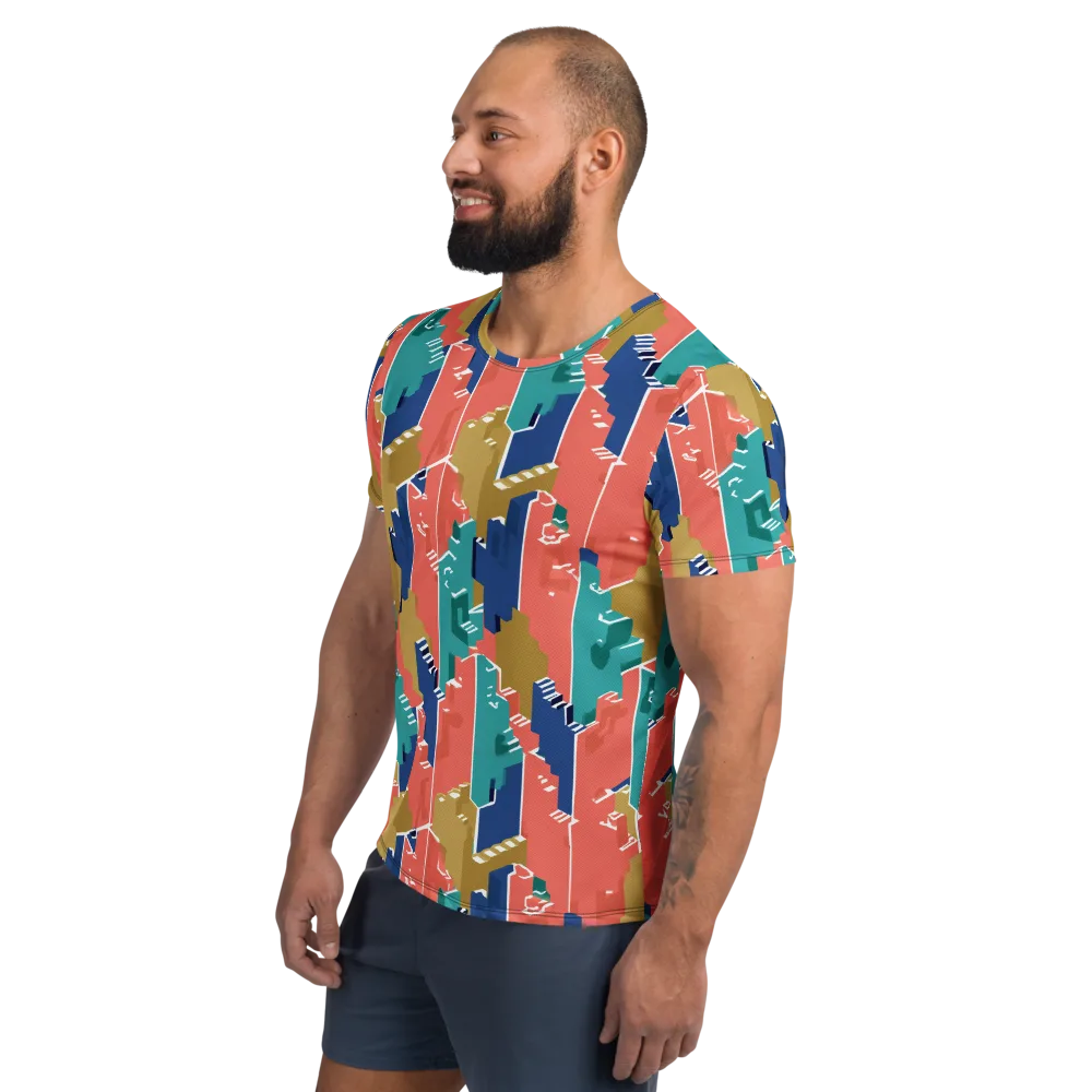 Coral Skyline on Men's Athletic T-Shirt — Left