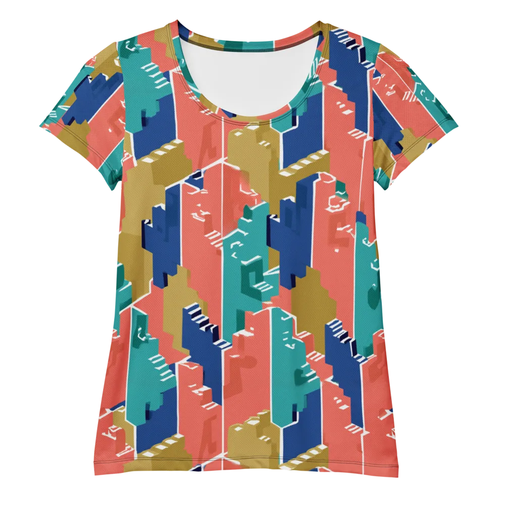 Coral Skyline on Women's Athletic T-Shirt — Front