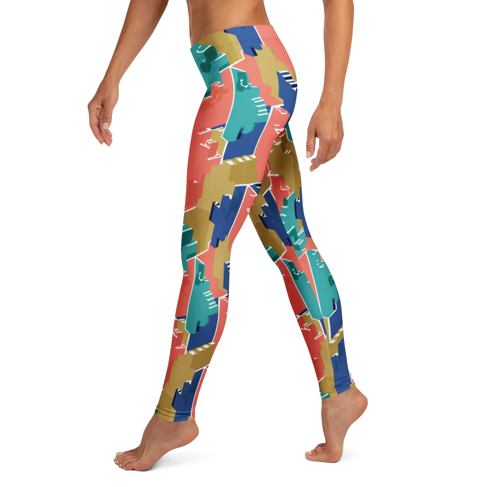 Coral Skyline on Leggings — Left