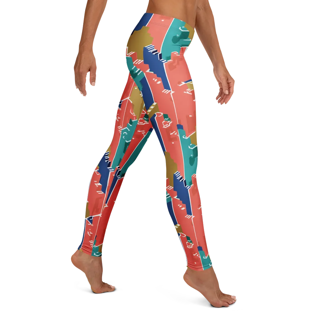 Coral Skyline on Leggings — Right