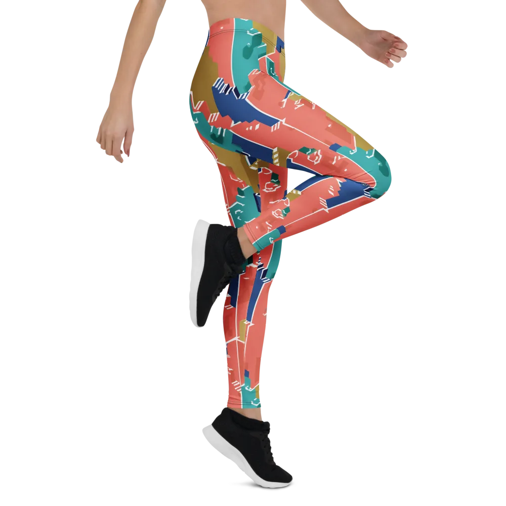 Coral Skyline on Leggings — Right