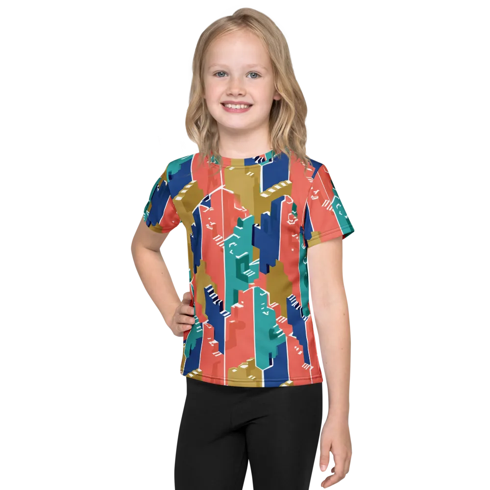 Coral Skyline on Kids Crew Neck T-Shirt — Front