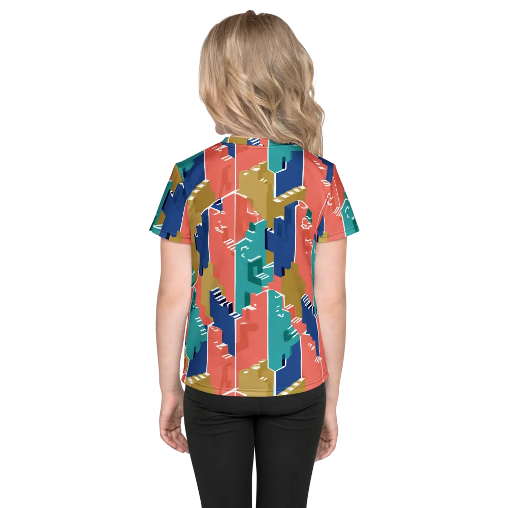 Coral Skyline on Kids Crew Neck T-Shirt — Back