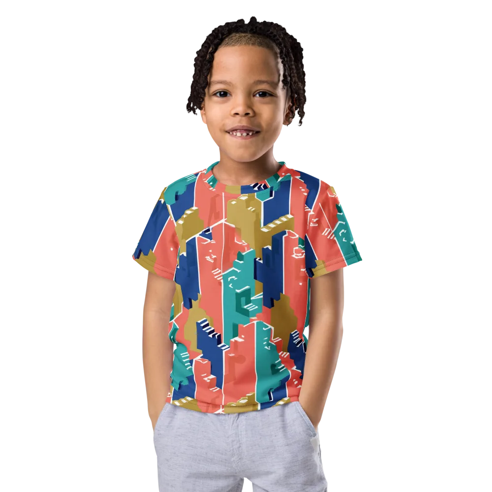 Coral Skyline on Kids Crew Neck T-Shirt — Front