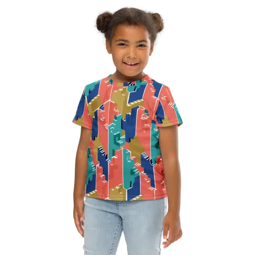 Coral Skyline on a Kids Crew Neck T-Shirt