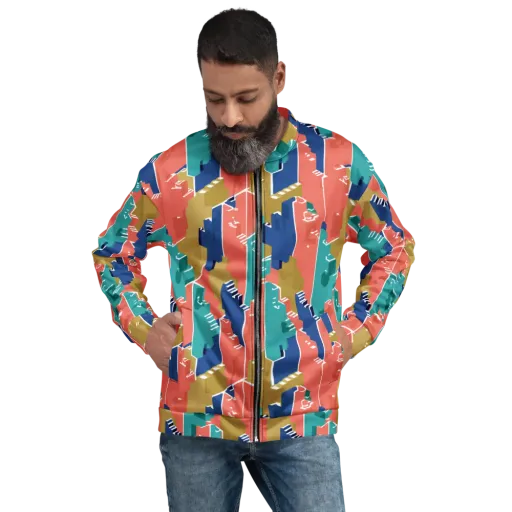 Coral Skyline on a Bomber Jacket