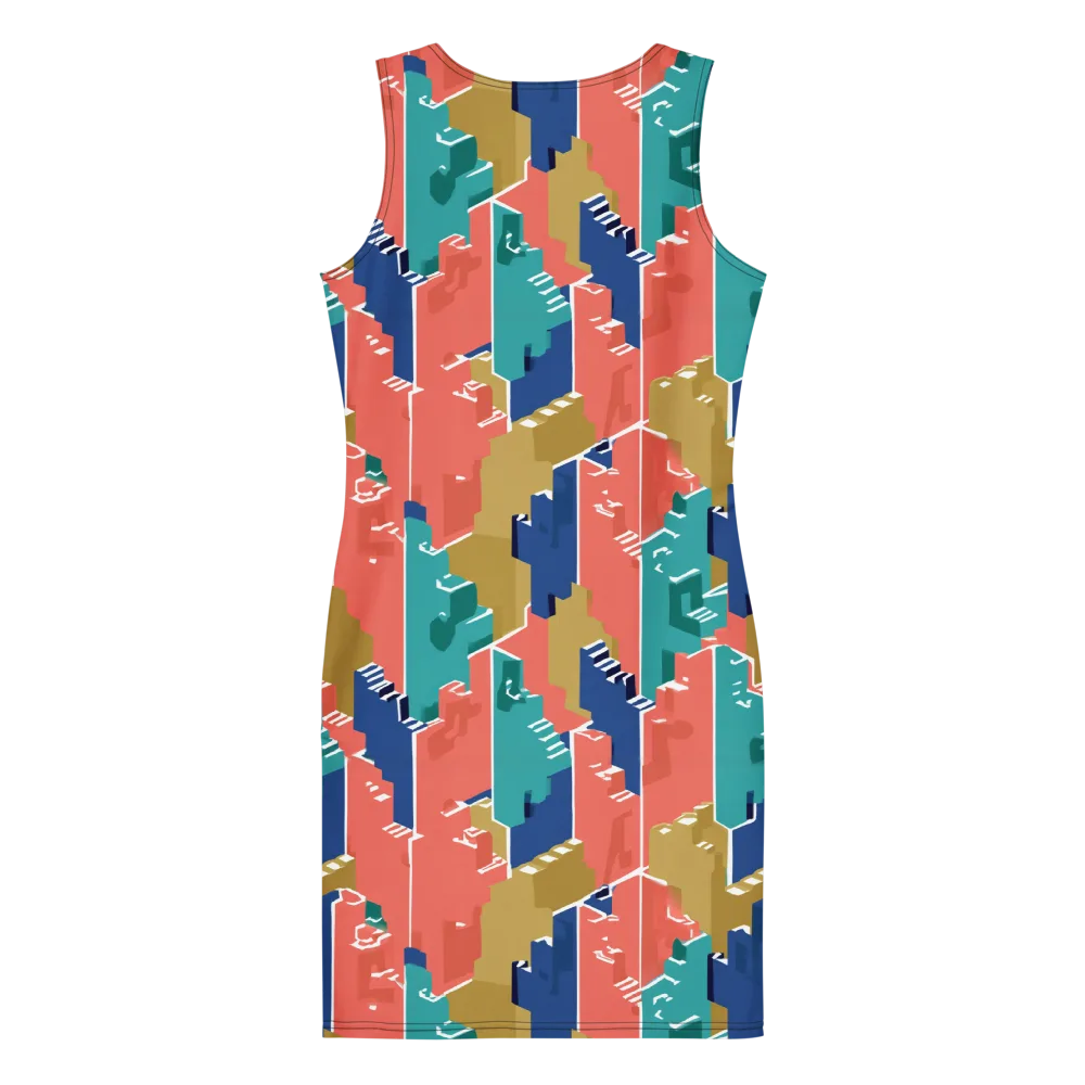 Coral Skyline on Bodycon Dress — Back
