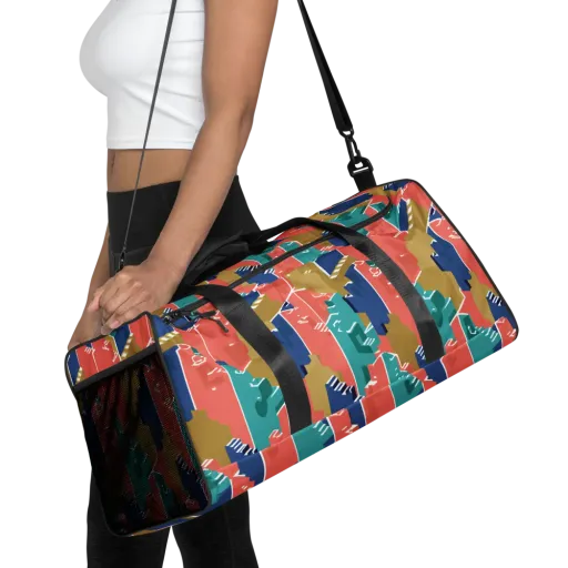 Coral Skyline on a Duffle Bag