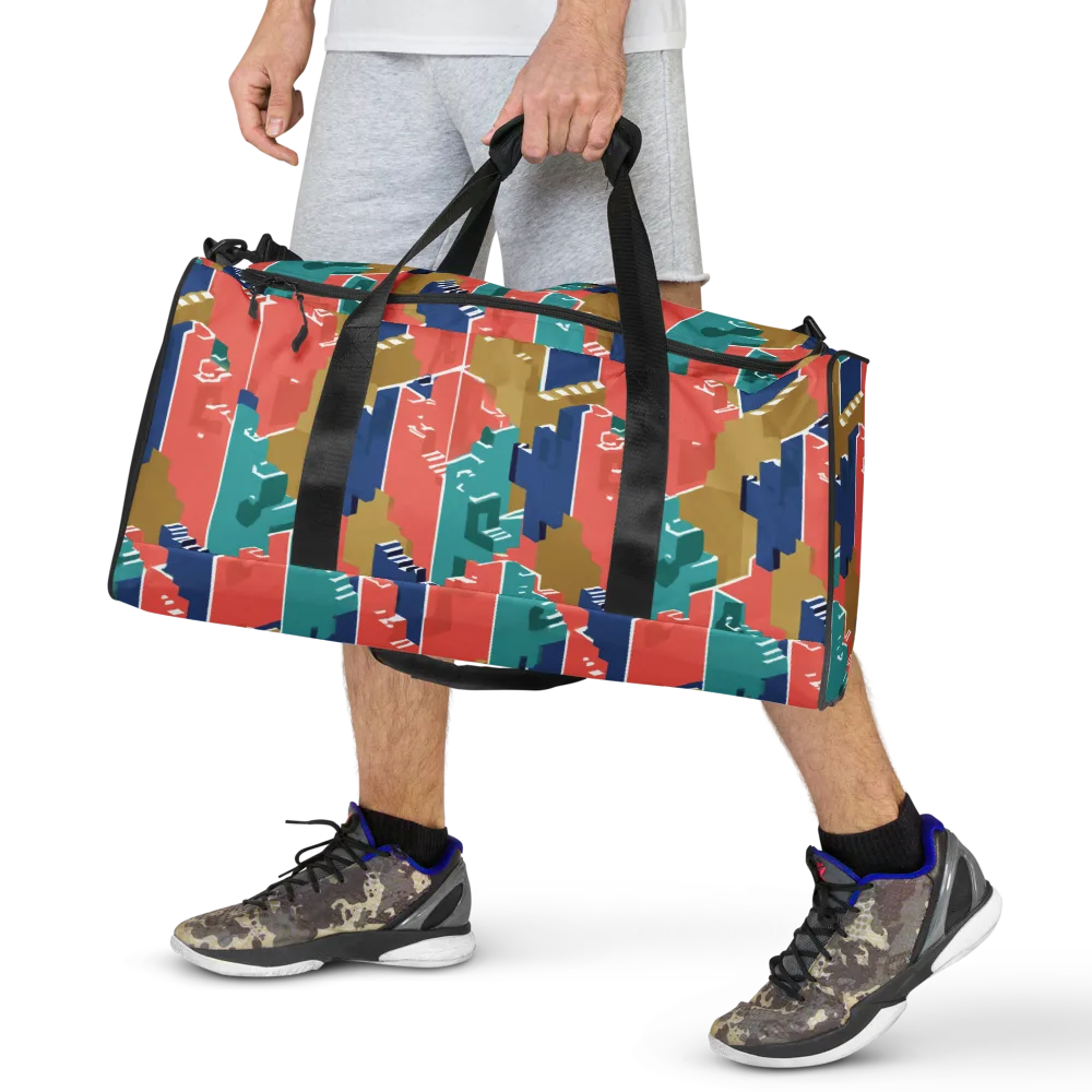 Coral Skyline on Duffle Bag — Front