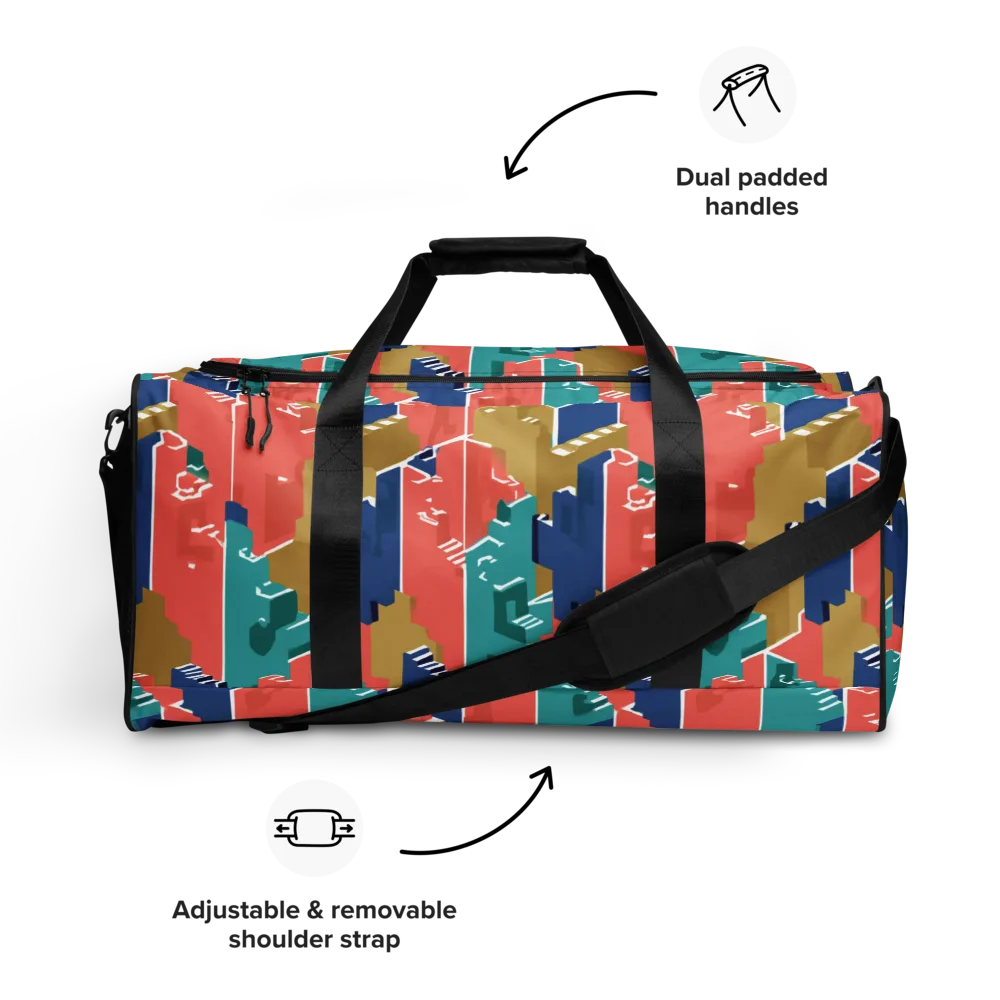 Coral Skyline on Duffle Bag — Front