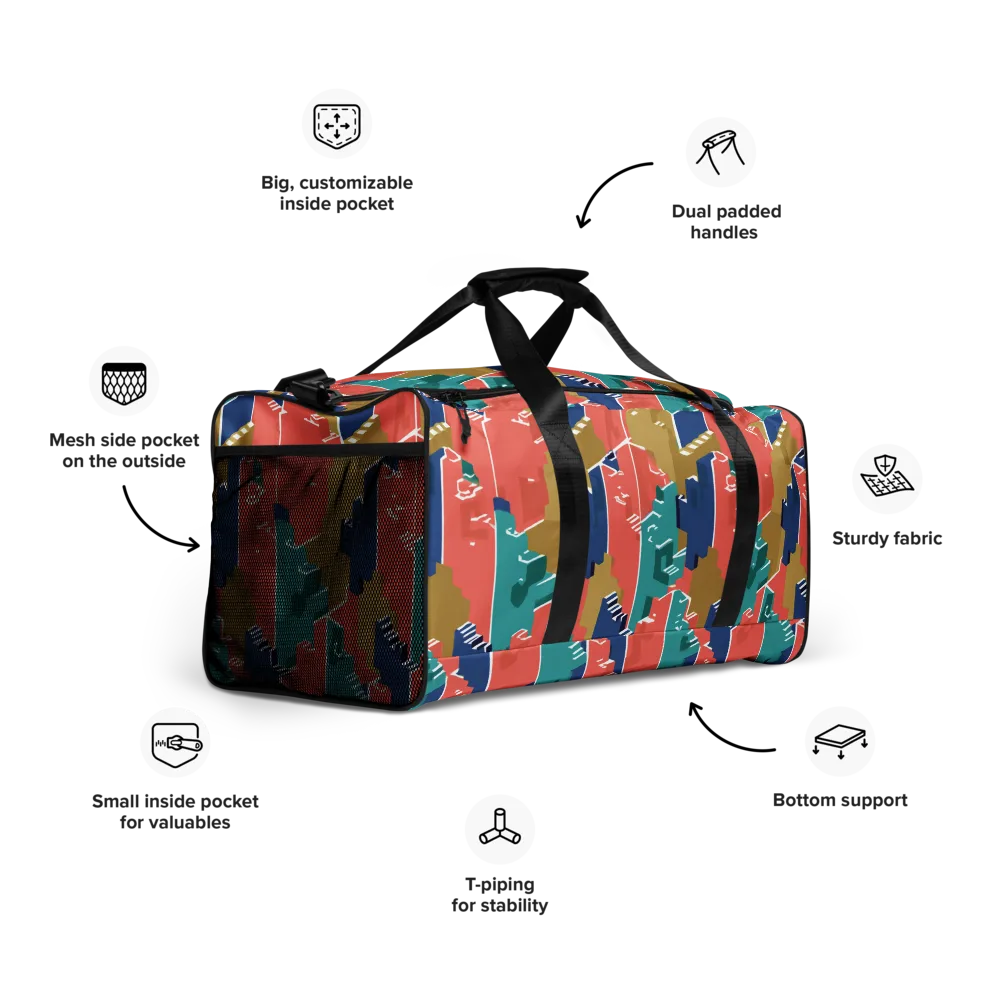 Coral Skyline on Duffle Bag — Right Front