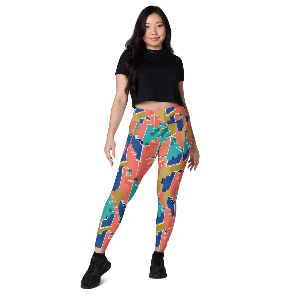 Coral Skyline on Leggings with Pockets — Front