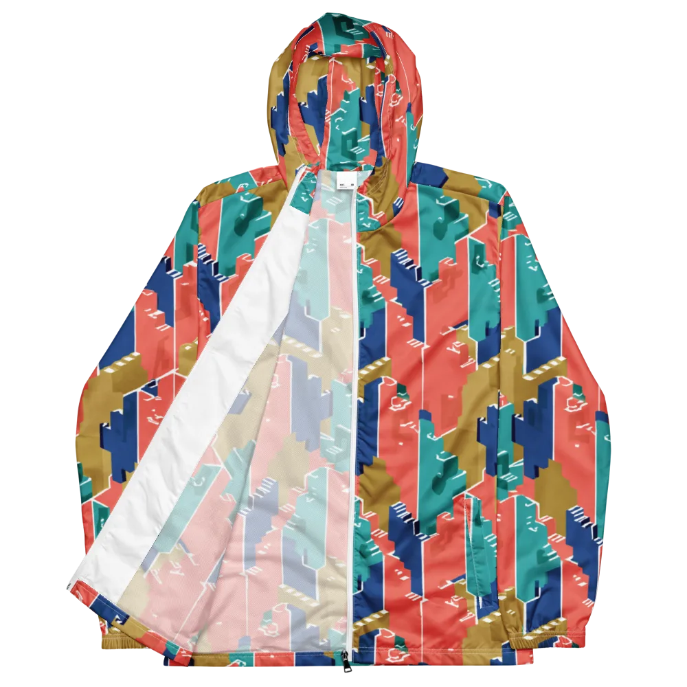 Coral Skyline on Men's Windbreaker — Front